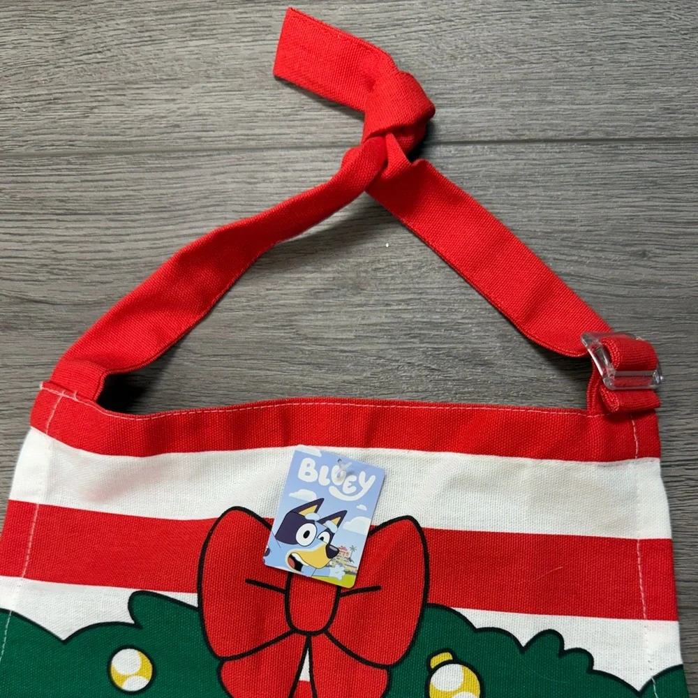 New! Adult Bluey/Bingo Dogs Christmas Cooking Apron, Red & White Striped